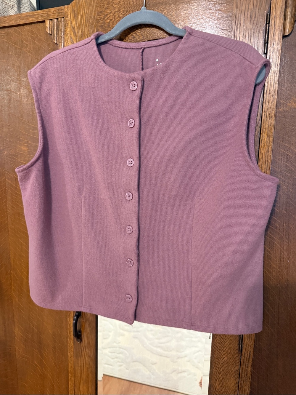 a new day Mauve Brushed Knit Button-Front Vest Sleeveless Top, XL, NWT